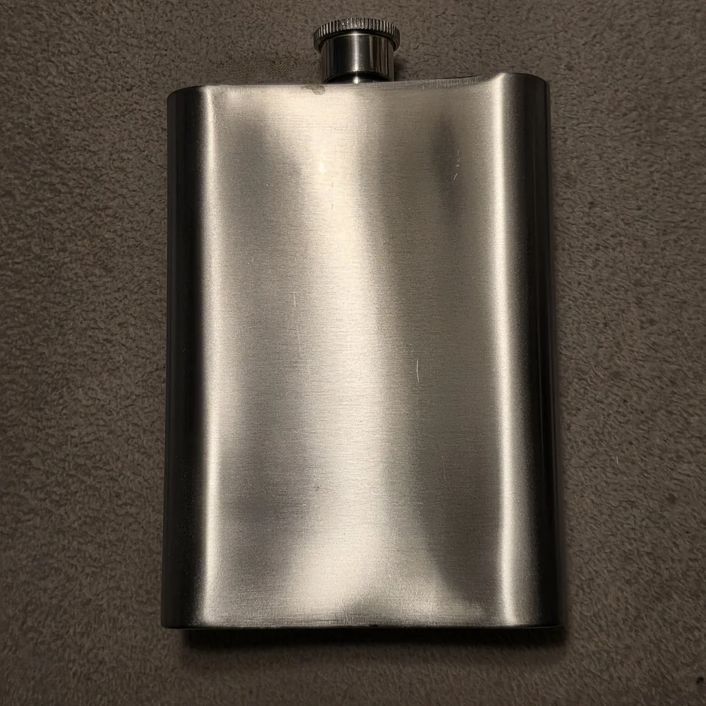Crown Royal Stainless Steel 8oz Hip Flask w/ Purple Suede Sleeve